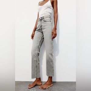 Zara High Rise Grey Jeans